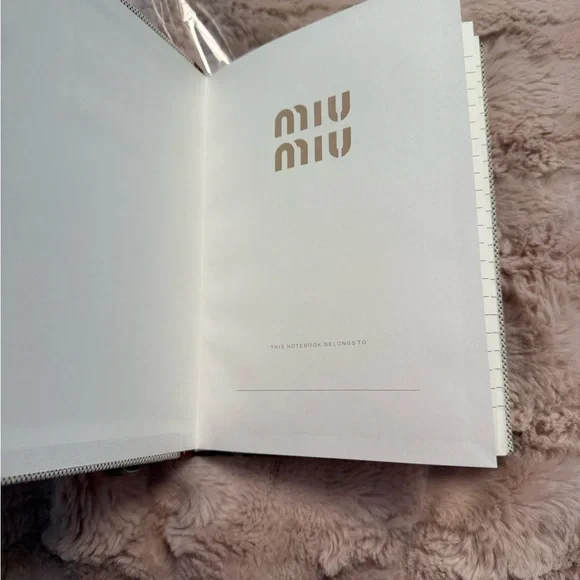 Miu Miu Beige Canvas Notebook with Brown Trim and Logo - Picture 4 of 6
